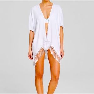 White BECCA fringe Kimono